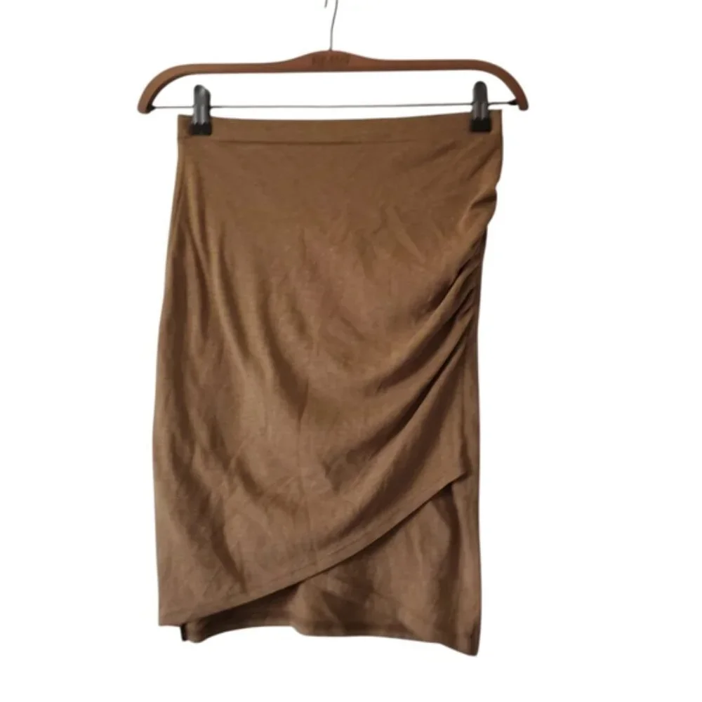 Nordstrom Leith Mustard Ruched Pull On Pencil Skirt XS - Picture 2 of 7